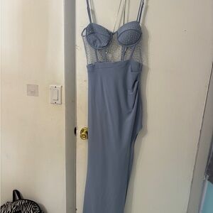 sky blue tight prom dress